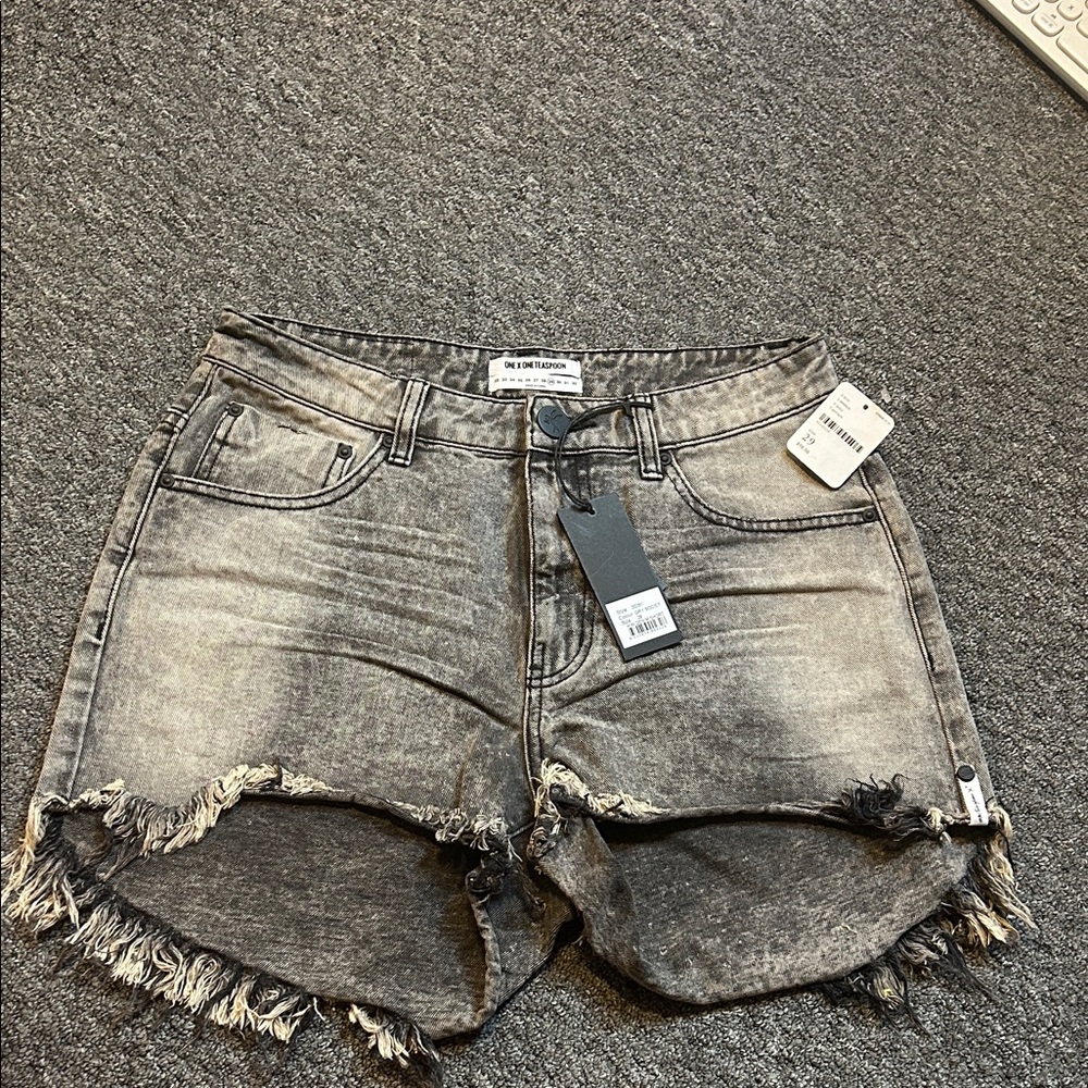 High Waist Bonita Short One Teaspoon GRY Society Frayed Hem Jean Shorts 29 NWT